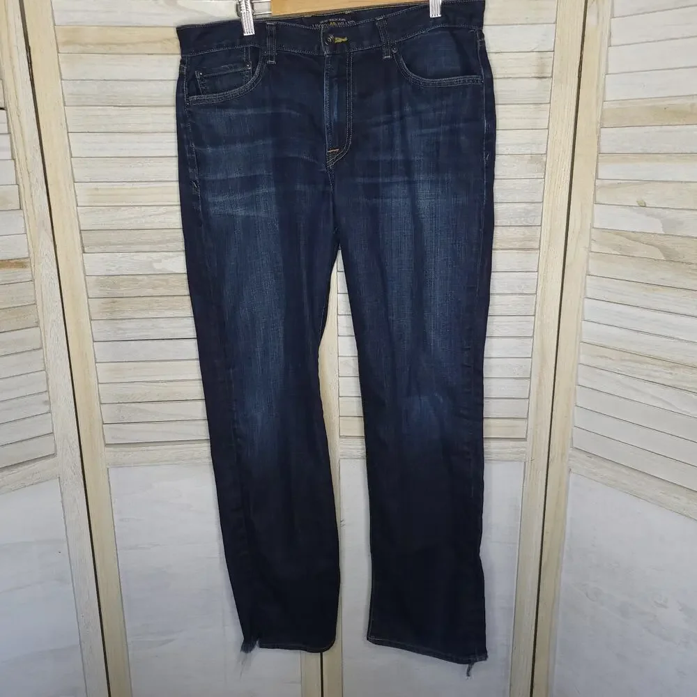 💛3/$15 Lucky Brand Vintage Straight Mens Jeans 34 34x32 35 waist Dark blue - Picture 1 of 9